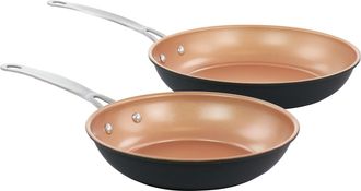 Gibson Home Chestnut 2 Piece Nonstick Carbon Steel Frying Pan Set in Copper