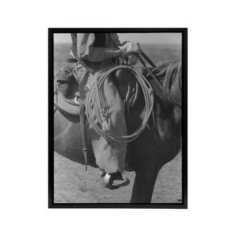 Artery8 Russell Lee Cowboy Regalia & Equipment Photograph Framed Canvas Art in Grey | Size: W24 x H32