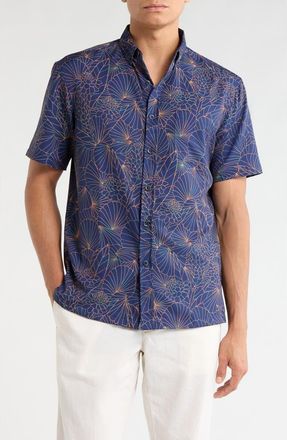 Kahala Ginger Lines Short Sleeve Shirt in Navy at Nordstrom, Size Xx-Large