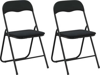 vidaXL Silla Plegable 2 Uds. Terciopelo Negro 48 X 44 X 78 Cm Vidaxl
