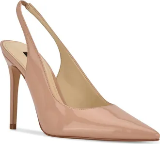 Nine West Feather Slingback Pump in Medium Natural Patent at Nordstrom, Size 6.5