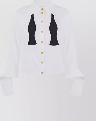 Elisabetta Franchi cropped top with long cuffs and buttons
