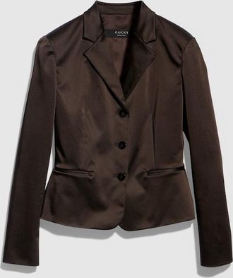 Gucci Stretch Acetate Duchesse Jacket, Brown, Ready-to-wear