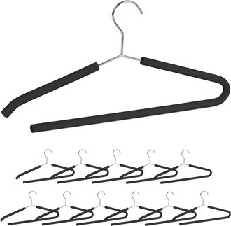 Relaxdays 24 Perchas Ropa Antideslizantes, Para Trajes, Pantalones, Metal Y Goma Eva, 42,5 Cm De Ancho, Negro