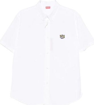 Kenzo Short Sleeve Shirt - Heren - Korte mouwen Overhemden - Wit - L - Nylon - Overhemden