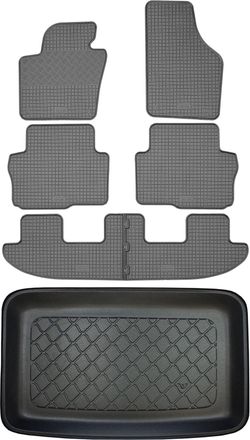 OEM Volkswagen Sharan Ii Van (5 Puertas) A Partir De Septiembre De 2010. Juego: Alfombrillas De Goma Para Coche + Alfombrilla Para Maletero