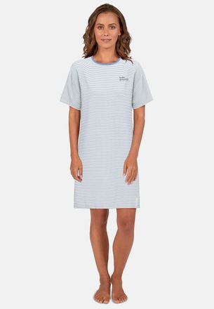 Tom Tailor Nachthemd TOM TAILOR Westport, Damen, Gr. 46 (XXXL), N-Gr, blau, Single Jersey, Obermaterial: 95% Baumwolle, 5% Elasthan, bequem kniefrei, Rundhals, K