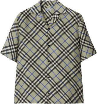 Burberry Nova check silk shirt - men - Silk/Mother of Pearl - M - Green