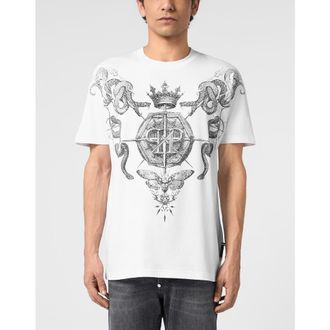 Philipp Plein Round Neck T-Shirt Wind Rose Tattoo Men in White at Nordstrom, Size Xxx-Large