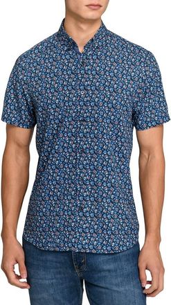 ConStruct Amber Floral Woven Short Sleeve Basic in Navy/red at Nordstrom, Size Xx-Large