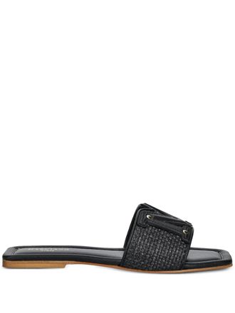Guess Co Marciano raffia slides - women - Leather/Leather/Leather/Raffia - 37 - Black
