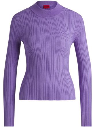 HUGO BOSS Maglione a coste - Viola