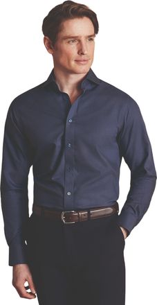 CHARLES TYRWHITT Non-Iron Clifton Weave Cutaway Slim Fit Shirt Single Cuff