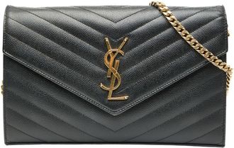 Saint Laurent Black Leather Chain/Shoulder Wallet (Pre-Owned)