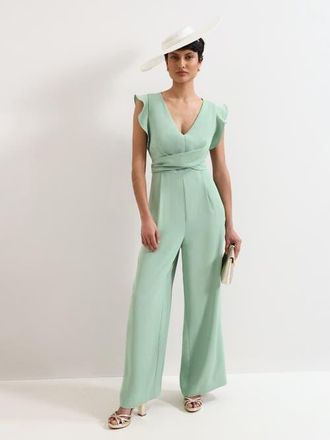 Phase Eight Ayla V-Neck Wide Leg Jumpsuit in Green at Nordstrom, Size 10