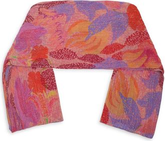 Pleats Please Issey Miyake Multicolor Floral Print Pleated Poncho