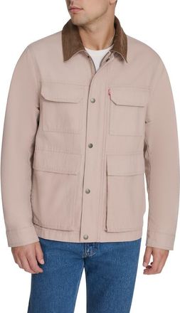 Levi's Corduroy Collar Cotton Canvas Jacket in Fawn at Nordstrom, Size Xx-Large
