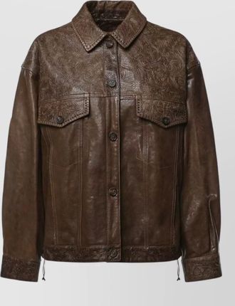 Golden Goose leather embossed shirt jacket