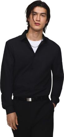 H&M Slim Fit Easy-iron Shirt in Black at Nordstrom, Size Xx-Large
