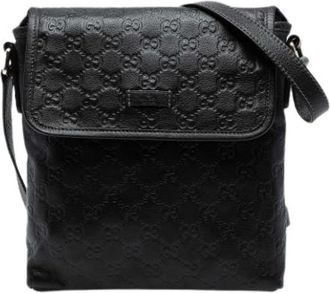 Gucci Pre-owned Cross Body Bags, female, Black, Size: ONE SIZE Pre-owned Leather Cross Body Bag