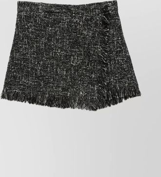Msgm tweed bermuda shorts fringe detail