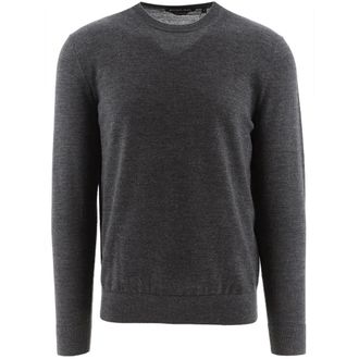 Michael Kors Round-neck Knitwear, male, Gray, Size: 3XL Ash Melange Merino Wool Sweater