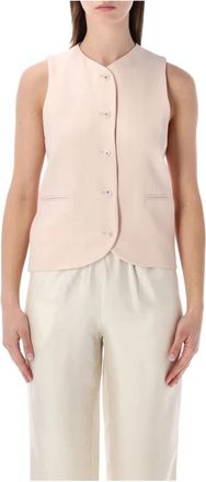Loulou Studio Paco Tailored Vest - Dames - Bodywarmers - Roze - S - Wol - Jassen