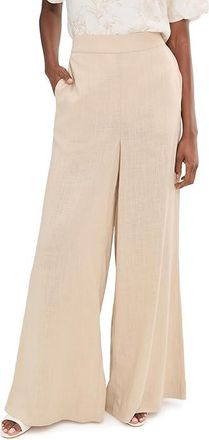 Vince Camuto Wide Leg Pants with Pockets Womens Clothing Camel : LG, Linen/Rayon