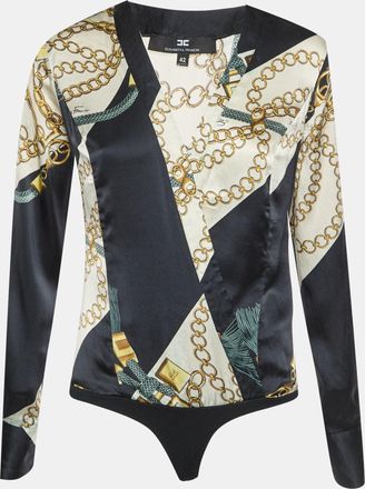Elisabetta Franchi Multicolor Printed Long Sleeve Bodysuit