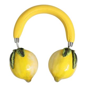 Dolce & Gabbana Accessoires, Dames, Geel, ONE Size, Leer, Headphones Headset