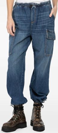 ASKK NY elasticated cargo cropped trousers - Blauw