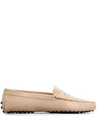 Tod's suede penny loafers - women - Calf Suede/Calf Leather/Rubber/Calf Suede - 37.5 - Neutrals