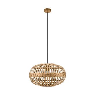 Eglo L&aacute;mpara De Suspensi&oacute;n Eglo Amsfield, L&aacute;mpara Colgada Vintage, Natural, Boho, Hygge, L&aacute;mpara Colgante De Acero Y Madera, L&aacute;mpara De Comedor Y De Sala D