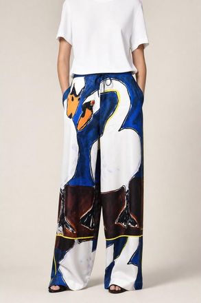 Burberry WomenS Blue White Printed Trousers, Size 10