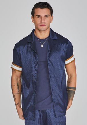 Siksilk Mens Navy Resort Shirt S