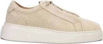 BOSS Gary su&egrave;de sneakers met plateauzool - Beige