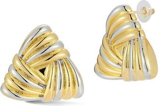 Glaze Jewelry Plated Two-Tone Vintage Inspired Triangular Stud Earrings