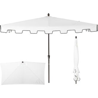 Jonathan Y Designs Sidney 9 ft. Classic MidCentury Rectangular Half Market Patio Umbrella with Crank, Wind Vent and UV Protection in White at Nordstrom