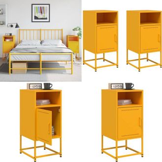 vidaXL Comodini 2 pz Giallo Senape 36x39x78 cm in Acciaio - Comodino industriale - Comodino da camera