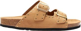 Scarosso Beige su&egrave;de sandalen met studs - Heren - Sandalen - Beige - 39 EU - Su&egrave;de - Schoenen
