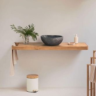 Sklum Conjunto De Mueble De Ba&ntilde;o 130x45 Cm Suspendido En Madera De Teca Neill Sklum