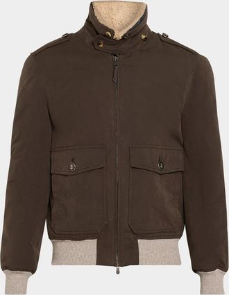 Brunello Cucinelli Men & apos;s Water-Resistant Shearling-Lined Bomber Jacket