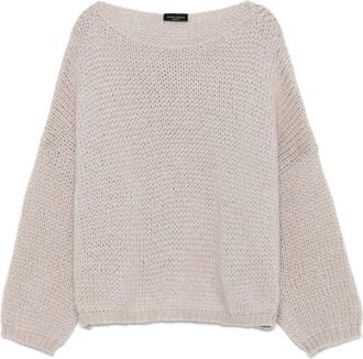 Roberto Collina Beige Long-sleeved Boat-neck Sweater