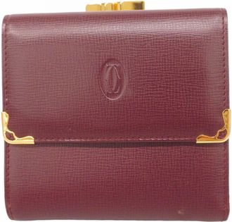 Cartier Bordeaux Leather Wallet (Bi-Fold) (Pre-Owned)