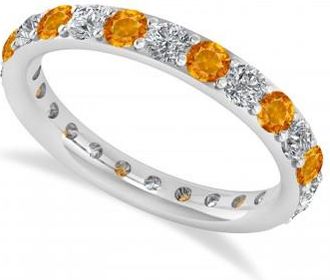 Allurez Diamond & Citrine Eternity Wedding Band 14k White Gold (1.50ct)