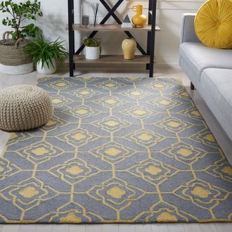 Safavieh Four Seasons Hand Made Area Rug, Grey / Gold Contemporary Style Non-Shedding