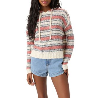 O'Neill Jayne Stripe Cotton Blend Slub Hoodie in Winter White at Nordstrom, Size X-Small