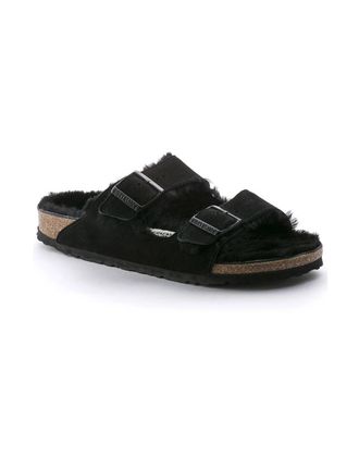Birkenstock Womens Arizona Shearling Sandal In Black