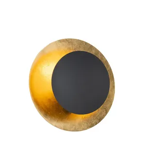 QAZQA Art D&eacute;co Aplique Art Deco Negro Con Dorado - Emilienne Acero Redonda Adecuado Para Led Max. 1 X 40 Watt - Qazqa