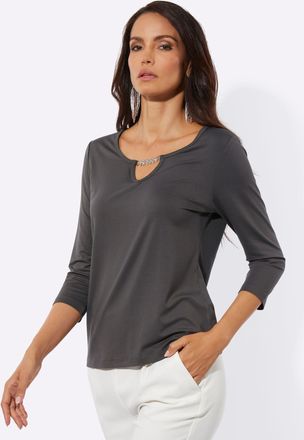 Cr&eacute;ation L Rundhalsshirt CREATION L Shirt, Damen, Gr. 36, graphit, 95% Viskose, 5% Elasthan, unifarben, Rundhals, Shirts Rundhalsshirt